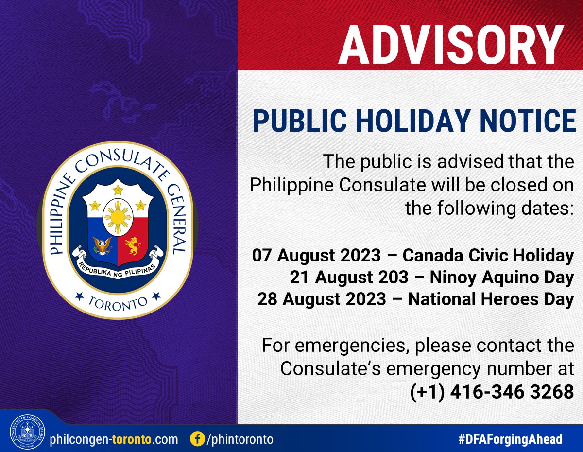 Advisories August Holidays