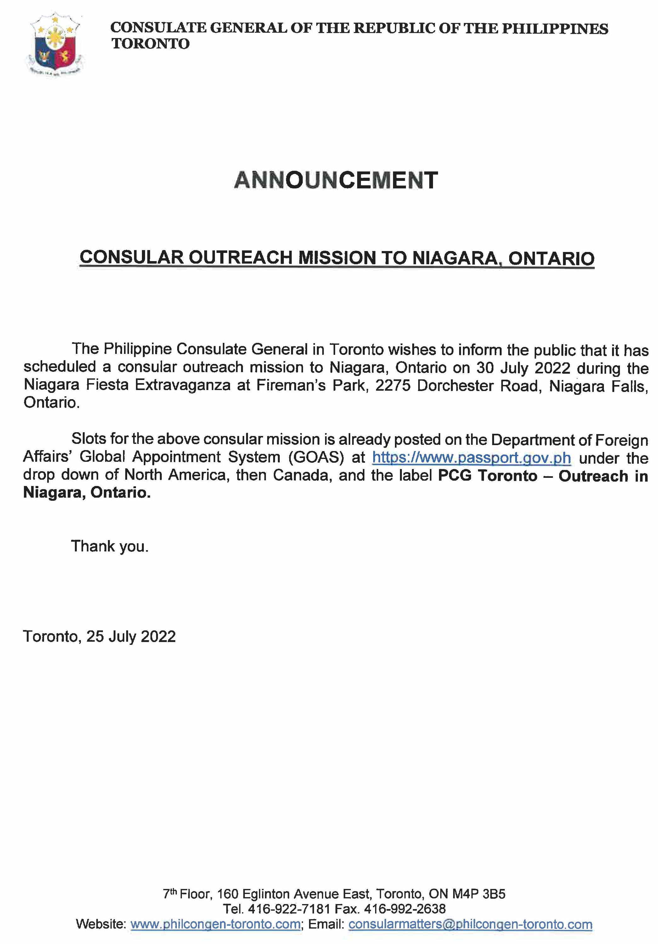 NIAGARA OUTREACH