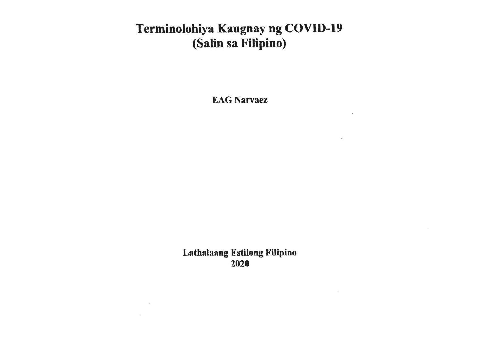 Terminolohiya Kaugnay ng COVID 19 Page 1